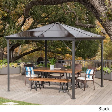 steel pergola with solid roof